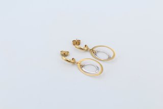 Pendientes Largos Oro Blanco Amarillo 18k.Ref:0130