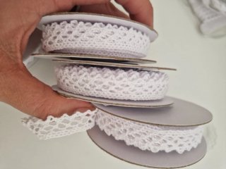 Tira bordada encaje algodón blanco 5 metros