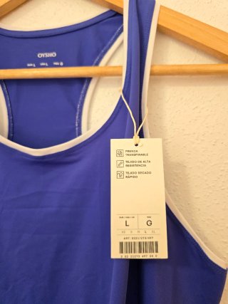 Camiseta deportiva Oysho azul mujer Talla L