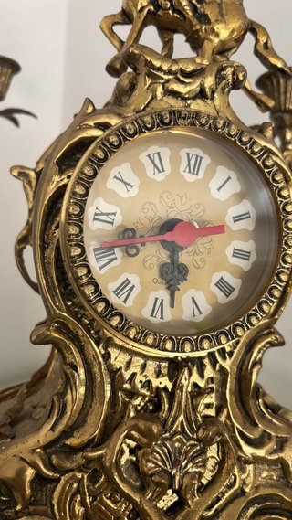 Reloj, antiguo dorado bronce