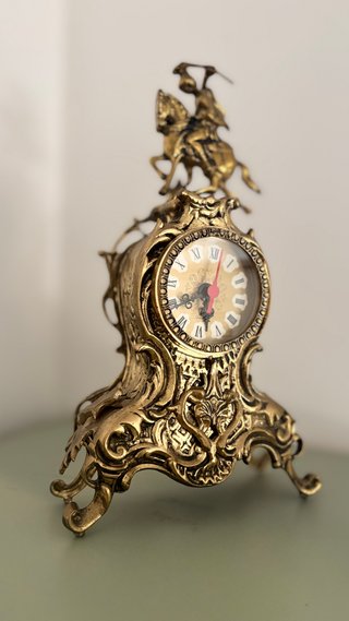 Reloj, antiguo dorado bronce