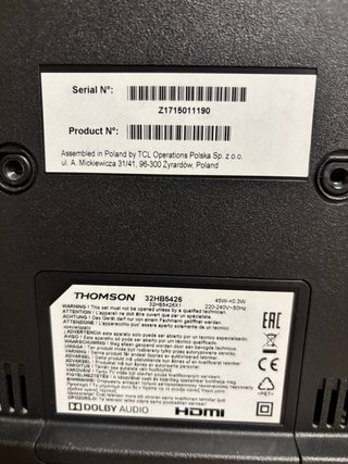 Televisor Smart TV Thomson Negro de 32 pulgadas