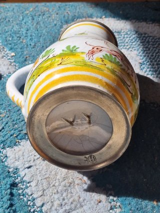 Boccale in ceramica e peltro sec. XIX