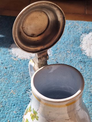 Boccale in ceramica e peltro sec. XIX