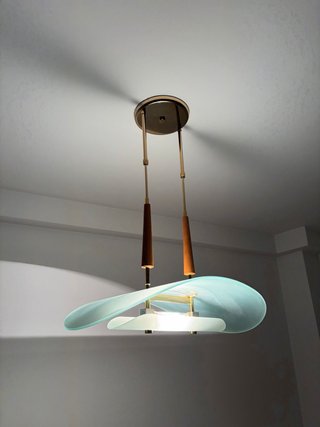 Lámpara Techo Cristal Azul y Dorado