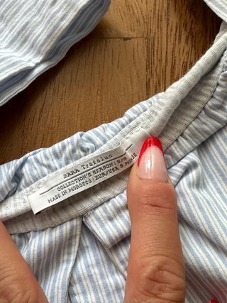 Zara Top Spalle Scoperte Righe Azzurro Bianco