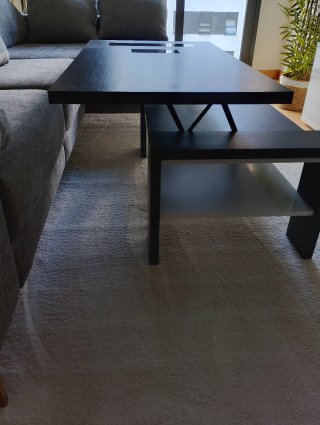 Mesa de centro elevable madera y cristal