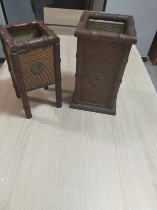 Porta candele etnici in bambù e legno