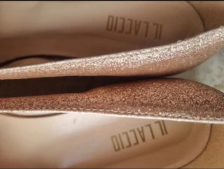 Mocassini glitter oro e rosa