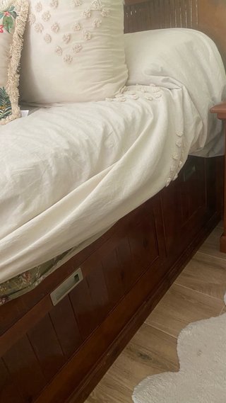 Cabecero y Base Cama Madera con Cajones