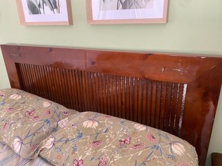 Cabecero y Base Cama Madera con Cajones