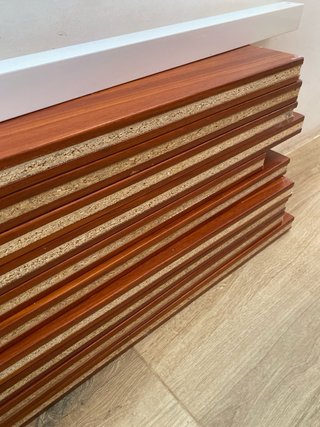 Cabecero y Base Cama Madera con Cajones
