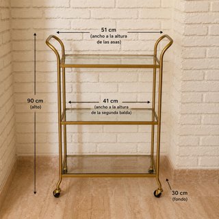 Carrito camarera dorado y cristal – Estilo vintage