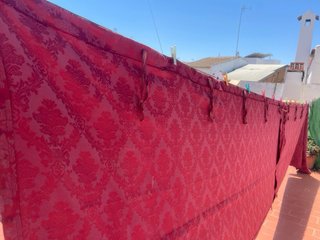Balconera antigua seda adamascada + 5 METROS