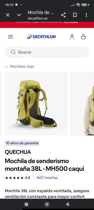 Mochila senderismo montaña 38L Quechua