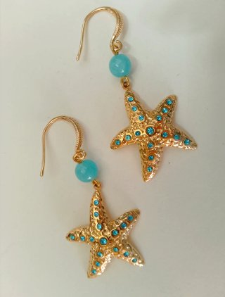 Orecchini Amazzonite Stella Marina Cristallo Turch