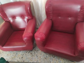 Pareja de sillones vintage retro(Polipiel granate)