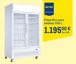 Vitrina frigorífica expositora 1.000 L de 2 puerta