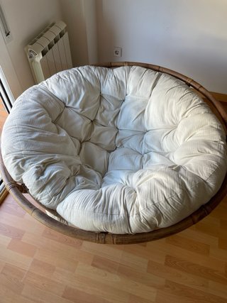 Sillón Papasán Ratán Beige y Marrón