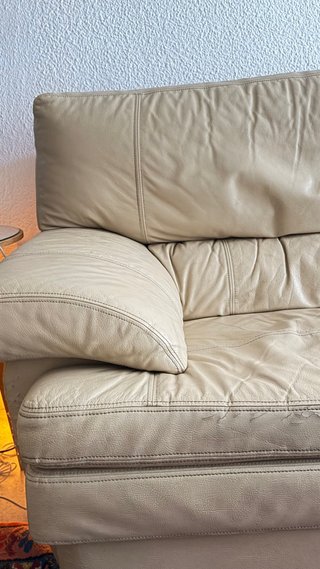 Sofá de piel 3+2 plazas beige