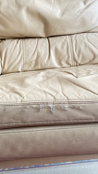 Sofá de piel 3+2 plazas beige