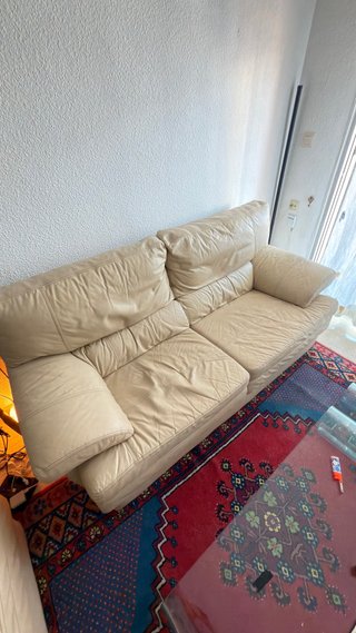 Sofá de piel 3+2 plazas beige