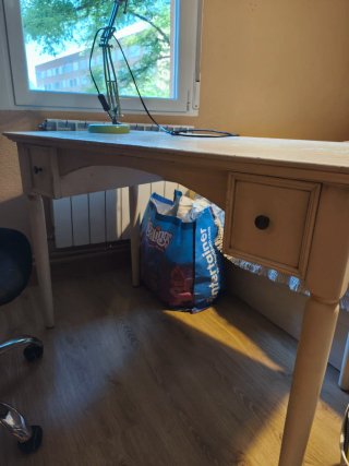 Mesa estudio madera lacada blanco 140x75x77