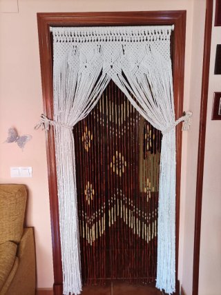 Cortina Macramé hecha a mano-Blanca 183x83 cm