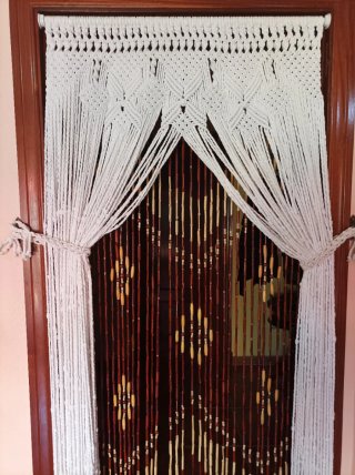 Cortina Macramé hecha a mano-Blanca 183x83 cm