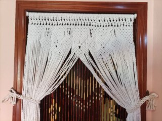 Cortina Macramé hecha a mano-Blanca 183x83 cm
