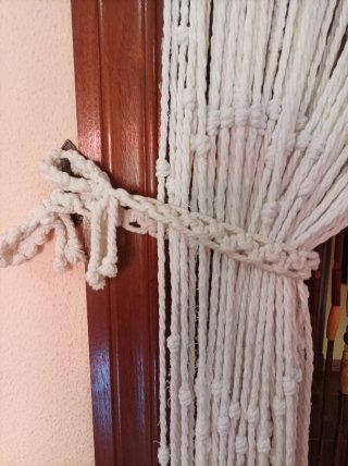 Cortina Macramé hecha a mano-Blanca 183x83 cm