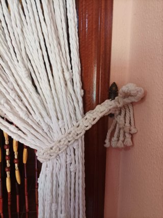 Cortina Macramé hecha a mano-Blanca 183x83 cm