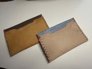 Tarjetero de piel hechos a mano doble cara