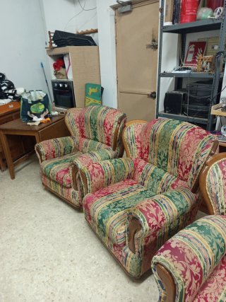 Sofá vintage tela y madera