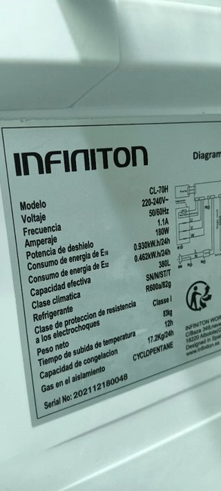 Nevera con  Congelador Infiniton no Frost 185X70cm