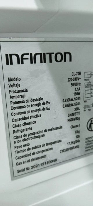 Congelador vertical Infiniton no Frost 185X70cm