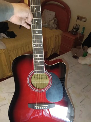 Guitarra Acústica Roja y Negra Yellowstone soung