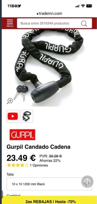Cadena seguridad moto u otros, GURPIL