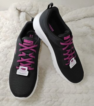 Zapatillas Skechers Go Walk Flex Negras Rosas