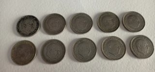 Lote monedas 5 pesetas año 1957.