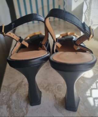 Décolleté Anna Ripamonti Pelle Nera Oro