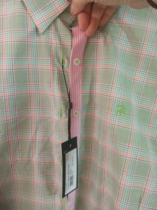 Camisa Barbour cuadros verde y rosa