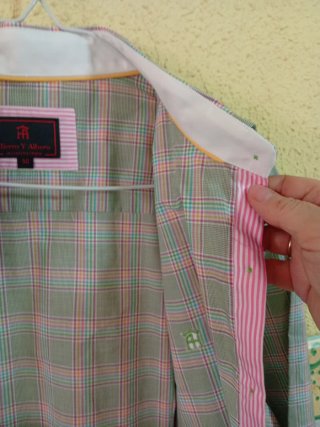 Camisa Barbour cuadros verde y rosa