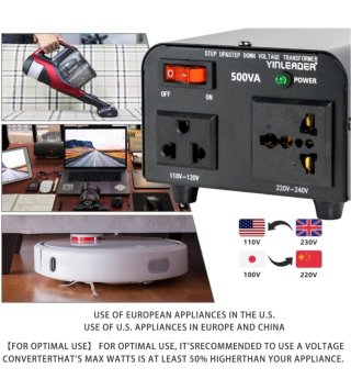 Yinleader Transformador Voltaje 500VA