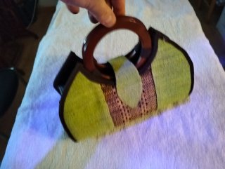 Bolso de mano verano/playa madera y mimbre