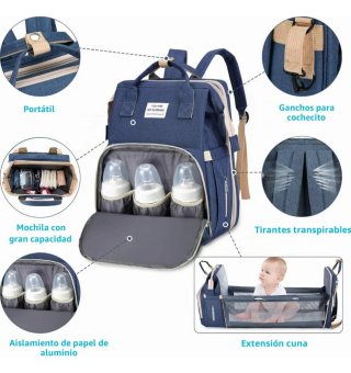 Bolso cambiador convertible en cuna sin uso