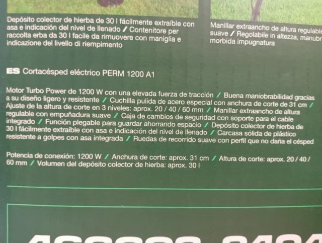 Cortacésped Eléctrico PARKSIDE 1200W