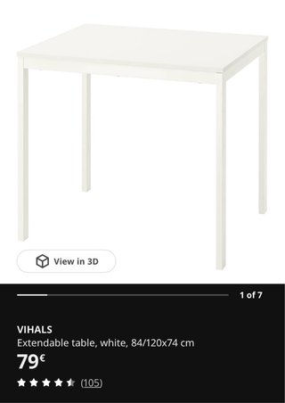 Mesa Comedor Blanca Extensible Ikea Vihalis