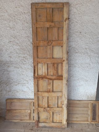 Puerta antigua madera castellana cuarterones203x55