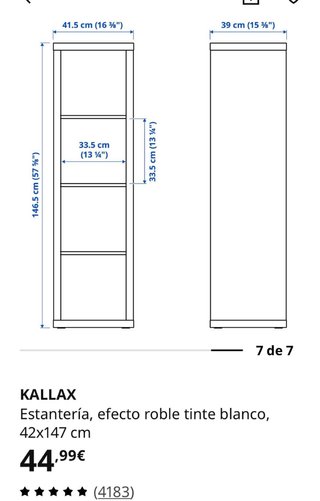 Estantería Ikea Kallax 4 huecos roble